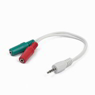 Gembird Adapter Stereo Mini Jack (M) 4-pin -> 2x Mini Jack (F), 20cm, white