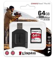 Kingston 64GB SD Canvas React Plus (SDXC Class 10 UHS-II U3) (MLPR2/64GB) memória kártya + olvasó