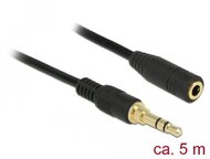 Delock Sztereó jack hosszabbító kábel 3,5 mm 3-tűs apa > anya 5 m hosszú fekete