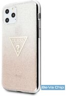 GUESS iPhone 11 Pro Max csillámos folyadékos háromszöges rózsaszín TPU tok