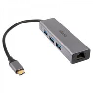 Akasa USB Type-C - 3 x USB Type-A + Ethernet port - 18cm - AK-CBCA20-18BK