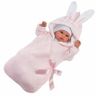 Llorens: újszülött síró lány baba nyuszis pólyával (63636L)