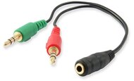 Equip kábel - 147942 (Audio elosztó, 3,5mm Jack, 1x 3pin be, 2x 3pin ki, fekete, 1,3m)