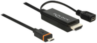 Delock Kábel SlimPort / MyDP dugós csatlakozóval > High Speed HDMI dugós csatlakozóval + USB micro-B