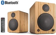 WaveMaster Hangszóró 2.0 - CUBE MINI NEO Bamboo (36W RMS, Bluetooth, 3,5mm jack, RCA, Toslink, Távírányító, Bambusz)