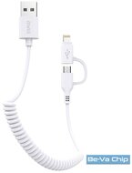 AWEI CL-53 1m/2 az 1-ben USB - micro USB/fehér Lightning kábel