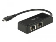 Delock Adapter SuperSpeed USB (USB 3.1 Gen 1) USB Type-C csatlakozódugóval > 2 x Gigabit LAN 10/100