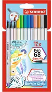 Stabilo Pen 68 brush 12db-os vegyes színű ecsetfilc