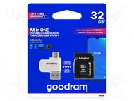 GOODRAM Memóriakártya SDHC 32GB CL10 UHS-I + adapter + OTG kártyaolvasó