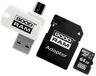 GOODRAM Memóriakártya microSDXC 64GB CL10 UHS-I + adapter + OTG kártyaolvasó