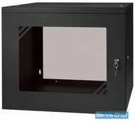 Stalflex RC19-9U-450GB 19" 9U 450 mm mély lapra szerelt fekete üveg ajtós fali rack szekrény