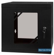 Stalflex RC10-6U-300GB 10" 6U 300 mm mély lapra szerelt fekete üveg ajtós fali rack szekrény