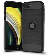 Apple iPhone SE 2020 szilikon hátlap - Carbon Logo - fekete