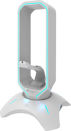 CANYON CND-GWH200PW Gaming 3 in 1 Headset stand, Bungee and USB 2.0 hub, 2 USB hub, 1.5m standard USB to USB 5mm PVC cable, Weighted design with non-slip grip, Touch switch to control LED light, Pearl white, size:126*126*251mm