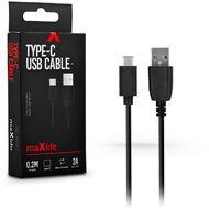 Maxlife USB - USB Type-C adat- és töltőkábel 20 cm-es vezetékkel - Maxlife Type-C USB Cable - 5V/2A - fekete