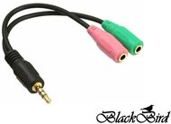 BLACKBIRD Átalakító Headset Stereo jack 1x 3.5mm 4 pin male to 2x 3.5mm 3 pin female (CTIA)