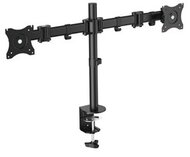 Equip Monitor Asztali konzol - 650115 (13"-27", 2 monitor, forgatható, dönthető, állítható magasság, Max.: 8kg, fekete)