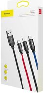 Baseus 3,5A 1,2m USB-A - Lightning/Type-C/MicroUSB tricolor harisnyázott háromágú kábel