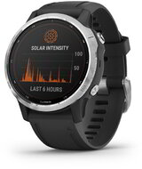 Garmin fenix 6S Solar ezüst fekete szilikon szíjjal