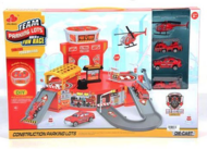 Magic Toys Parkolóház piros színben, tűzoltójárművekkel és kiegészítőkkel (MKK185910)