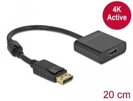 Delock Adapter DisplayPort 1.2-dugós csatlakozó-HDMI-csatlakozóhüvely 4K aktív fekete