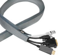 Logilink Cable sleeve with zipper, OD: 20 mm, 1m, grey