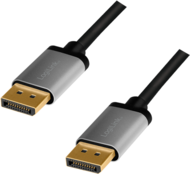 Logilink DisplayPort cable, DP/M to DP/M, 4K/60 Hz, alu, black/grey, 1 m