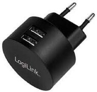 Logilink USB Wall Charger, 2port, 2x USB-AF, 10.5W, round shape, black