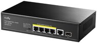 CUDY Switch 4x1000Mbps (4xPOE+) + 1x1000Mbps +1x1Gbit SFP Uplink, Fémházas, Asztali, GS1005PTS1