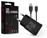 Maxlife USB hálózati töltő adapter + micro USB adatkábel 1 m-es vezetékkel - Maxlife MXTC-01 USB Wall Charger - 5V/1A - fekete