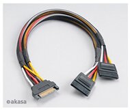 Akasa 15pin SATA apa - 2x 15pin SATA anya tápkábel - 30cm - Duo pack - AK-CBPW05-KT02