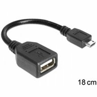 Delock 83293 USB micro-B apa > USB 2.0-A anya OTG flexibilis kábel, 18 cm