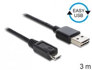 Delock EASY-USB 2.0 -A apa > USB 2.0 micro-B apa kábel, 3 m