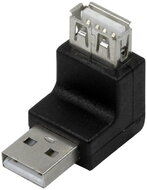 Logilink USB 2.0 adapter, USB-A/M - USB-A/F, 270 -os szög, fekete
