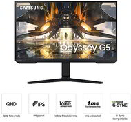 Samsung 32" LS32AG500PUXEN Odyssey G5 - IPS panel 2560x1440 16:9 165Hz 1ms 1000:1 350cd HDMI DP
