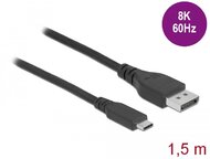 Delock Kétirányú USB Type-C - DisplayPort kábel (DP Alt Mode) 8K 60 Hz 1,5 m DP 8K ellenőrzött
