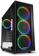 Sharkoon Számítógépház - TG4M RGB (fekete; üveg oldal; alsó táp; ATX; 4x120mm RGB Ventillátor; 2xUSB3.0; I/O)