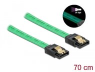 Delock 6 Gb/s SATA kábel UV fényhatással zöld színű, 70 cm