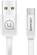 USAMS U2 adatkábel és töltő (USB - Type-C, 120cm, lapos kábel, gyorstöltés támogatás) FEHÉR