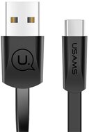 USAMS U2 adatkábel és töltő (USB - Type-C, 120cm, lapos kábel, gyorstöltés támogatás) FEKETE