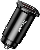 BASEUS autós töltő 2 USB aljzat (4.5V / 5000mA, 30W, QC 3.0, PD gyorstöltés támogatás) FEKETE