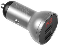 BASEUS autós töltő 2 USB aljzat (5V / 4800mA, 24W, gyorstöltés támogatás, LED kijelző) EZÜST