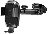 BASEUS autós tartó (tapadókorongos, dönthető, teleszkóp, QI Wireless, vezeték nélküli töltés, szenzoros, 10W) FEKETE