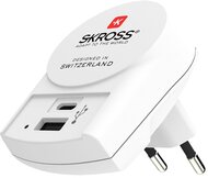 SKROSS hálózati töltő USB aljzat / Type-C aljzat (5V / 3000mA, gyorstöltés támogatás) FEHÉR