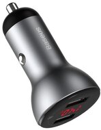 BASEUS autós töltő 2 USB aljzat (5V / 4500mA, 45W, gyorstöltés támogatás, LED kijelző) EZÜST