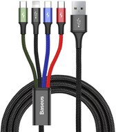 BASEUS töltőkábel 4in1 (USB - lightning 8pin / Type-C / 2 microUSB, 120cm, gyorstöltés támogatás) FEKETE