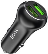 HOCO Z37 autós töltő 2 USB aljzat (5V / 3000mA, 36W, gyorstöltés támogatás, QC3.0) FEKETE