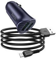 HOCO Z39 autós töltő 2 USB aljzat (18W, QC3.0, gyorstöltés támogatás + lightning 8pin kábel) KÉK