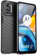 Motorola Moto G22 Szilikon telefonvédő (közepesen ütésálló, csíkos, dombor minta) FEKETE