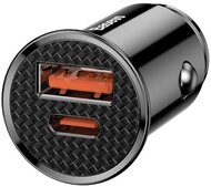 BASEUS autós töltő USB aljzat / Type-C aljzat (5V / 4500 mA, 30W, PD gyorstöltés támogatás) FEKETE